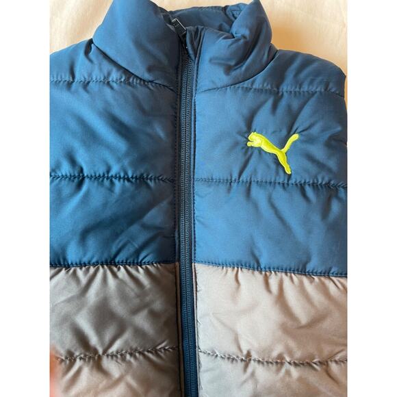 PUMA PUFFER VEST Toddler Size XXS 3-4 Grey‎ and Blue/Green - Picture 2 of 10